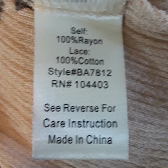 Womens Sz S Beige Gauzy Floral Fairy BOHO Cottage Core V-Neck Pullover Blouse - Picture 5 of 11